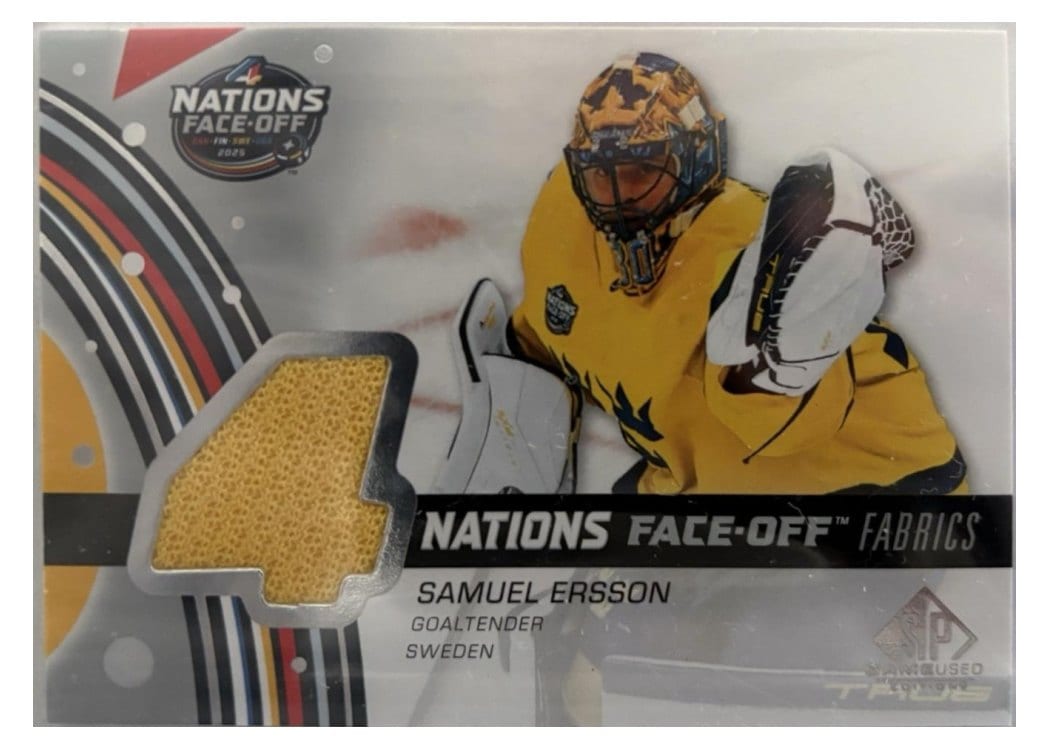 2025-26 SP Game Used 2025 4 Nations Face-Off Fabrics Samuel Ersson #4N-ER card