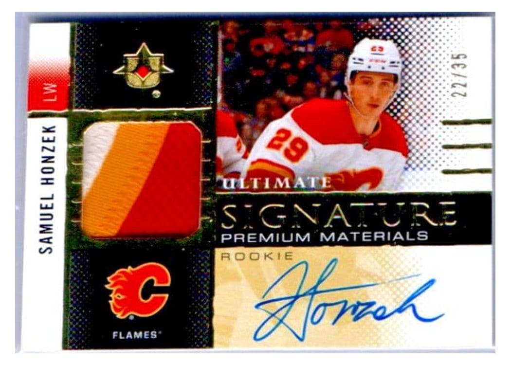 2024-25 Upper Deck Ultimate Collection Rookie Signature Premium Materials Samuel Honzek #RSM-SH card