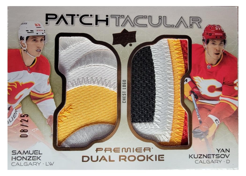 2024-25 Upper Deck Premier Dual Rookie Patch-Tacular Relics Samuel Honzek/Yan Kuznetsov #DRPT-HK card