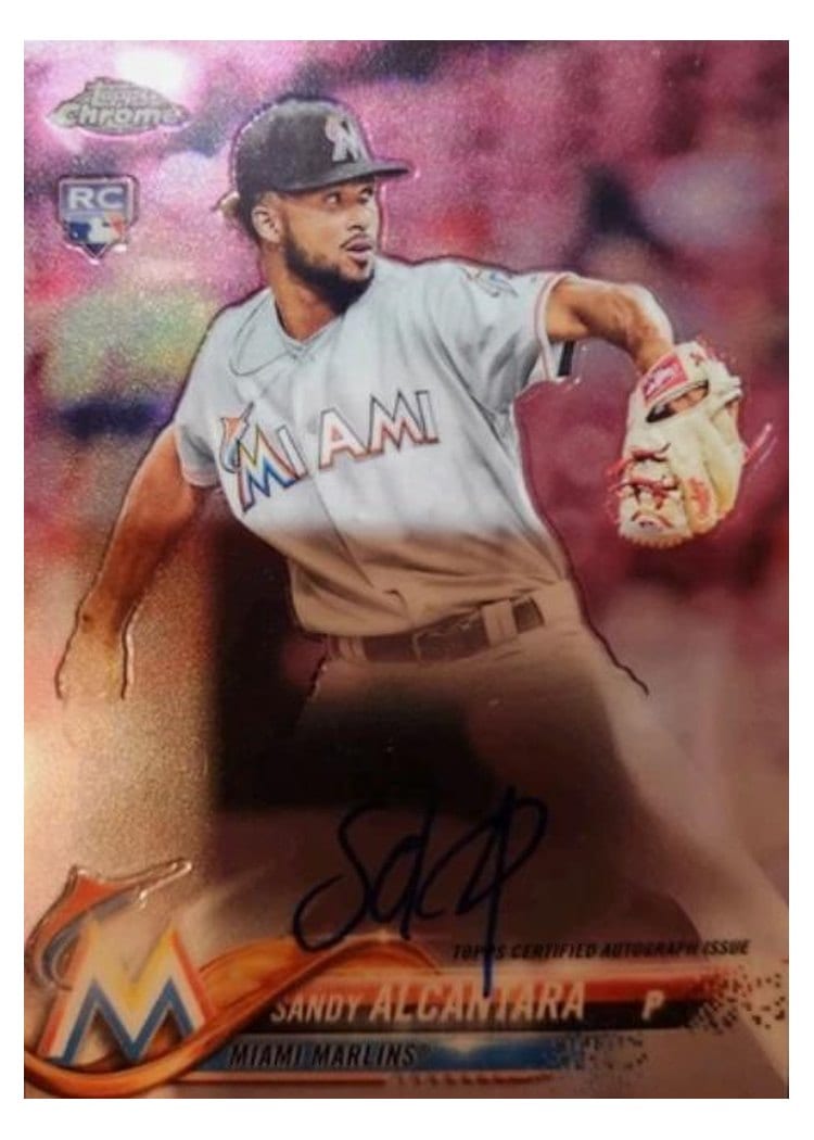 2018 Topps Chrome Rookie Autographs Sandy Alcantara #RA-SA card