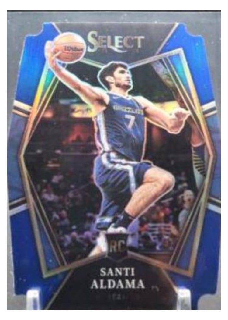 2021-22 Panini Select Base Set Santi Aldama Blue Prizm Die Cut #101 card
