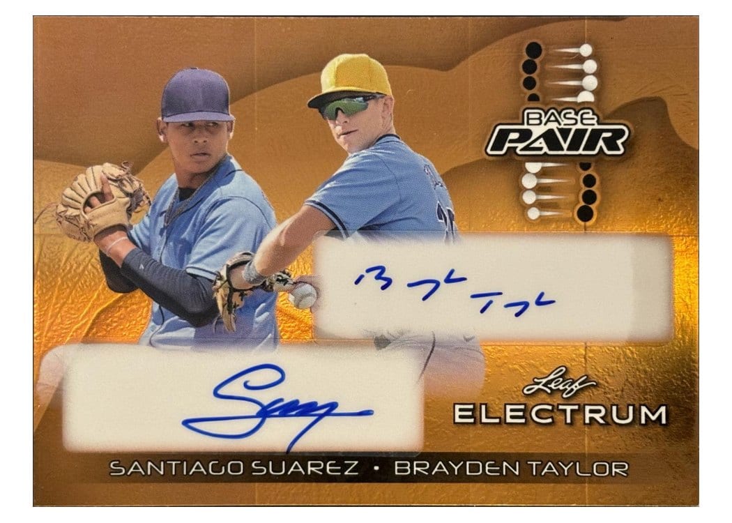 2024 Leaf Electrum Baseball Base Pair Santiago Suarez / Brayden Taylor #BP-21 card