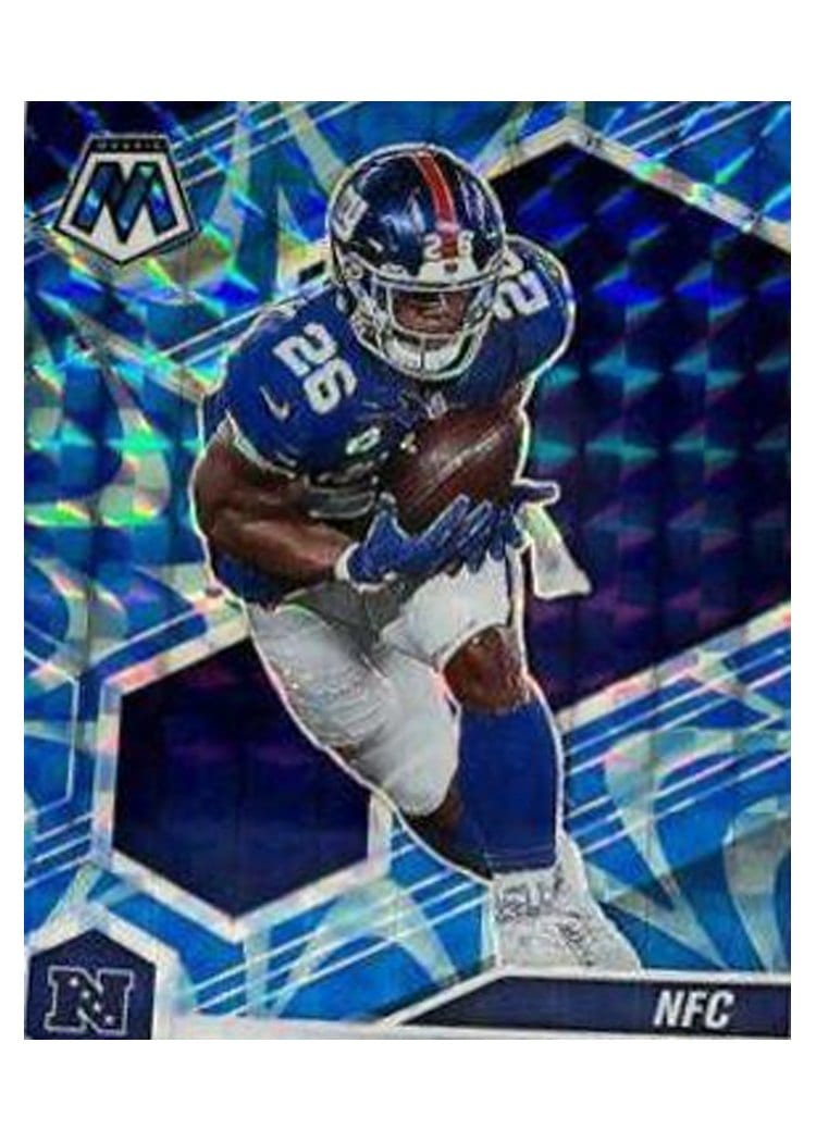 2021 Panini Mosaic Base Set Saquon Barkley Reactive Blue Mosaic #211 card