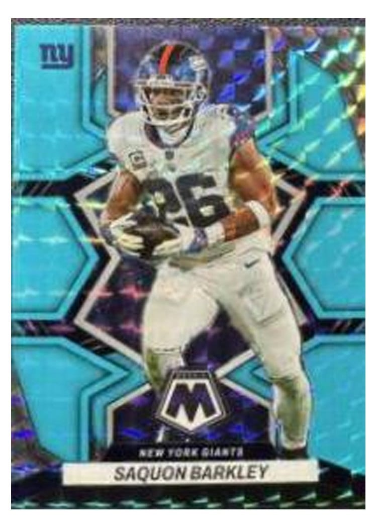 2022 Panini Mosaic Base Set Saquon Barkley Blue Fluorescent #146 card