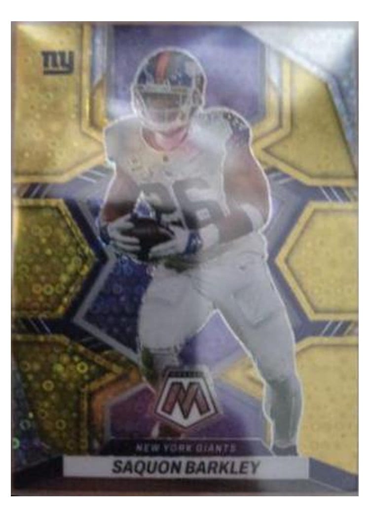 2022 Panini Mosaic Base Set Saquon Barkley No Huddle Gold #146 card