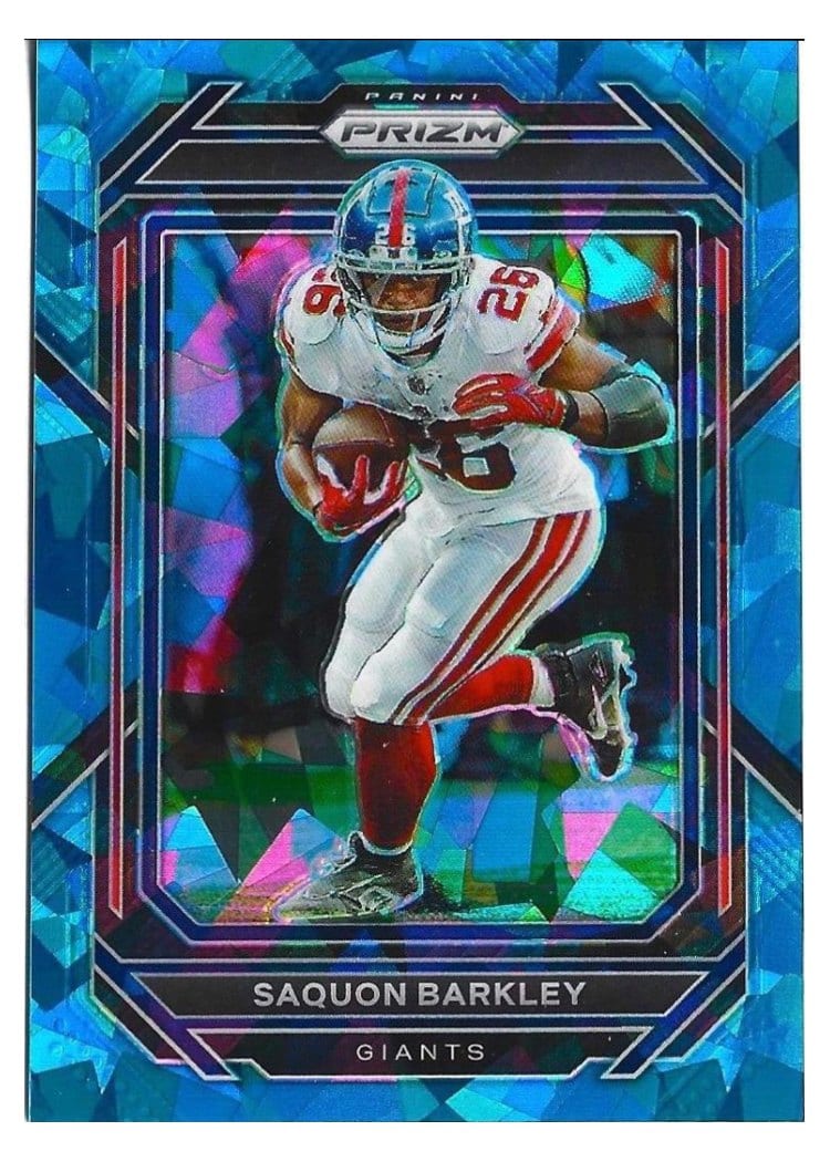 2022 Panini Prizm Base Set Saquon Barkley Blue Ice #218 card