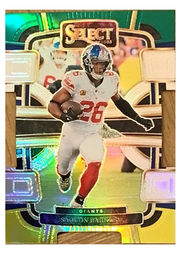 2023 Panini Select Saquon Barkley Green Yellow Prizm Die-Cut #75 card