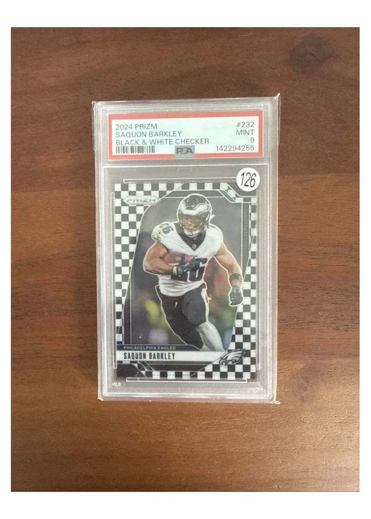 2024 Panini Prizm Base Set Saquon Barkley Black White Checker #232 card