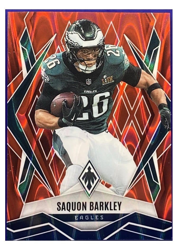 2025 Panini Phoenix Saquon Barkley Red Seismic #77 card