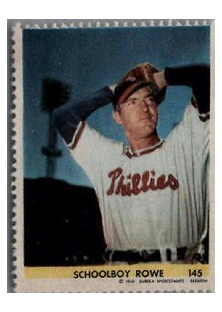 1949 Eureka Sportstamps Schoolboy Rowe #145 card