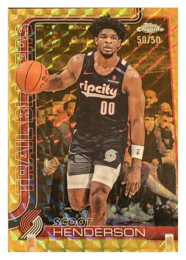 2025 Topps Chrome Scoot Henderson Gold Geometric Refractor #166 card