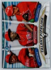 2018 Bowman Talent Pipeline Chrome Scott Kingery, Franklyn Kilome, Sixto Sanchez #PHI card