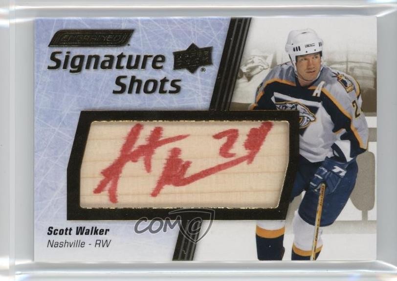 2024-25 Upper Deck Engrained Icons Signature Shots Manufactured Stick Relics Scott Walker #SS-SW card