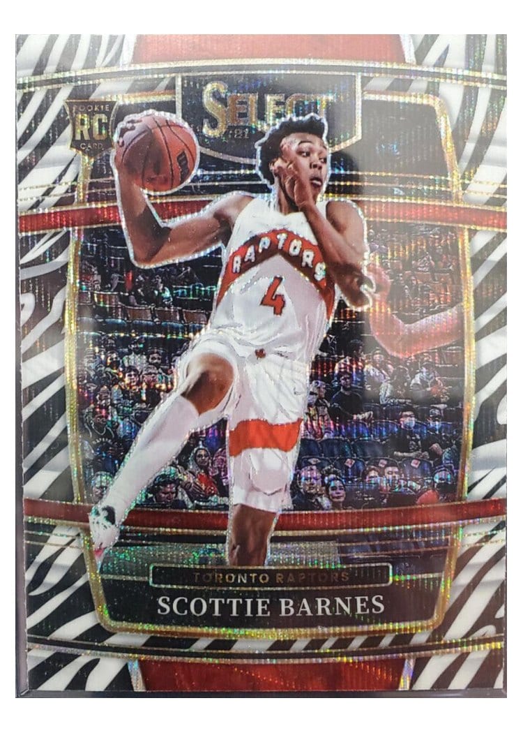 2021-22 Panini Select Base Set Scottie Barnes Zebra Prizm #74 card