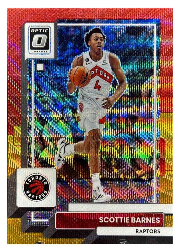 2022-23 Donruss Optic Base Set Scottie Barnes Red Gold Wave #20 card