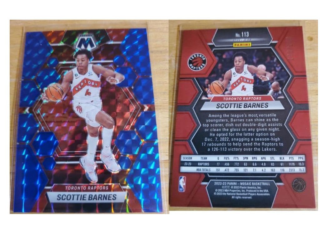 2022-23 Panini Mosaic Base Set Scottie Barnes #113 card