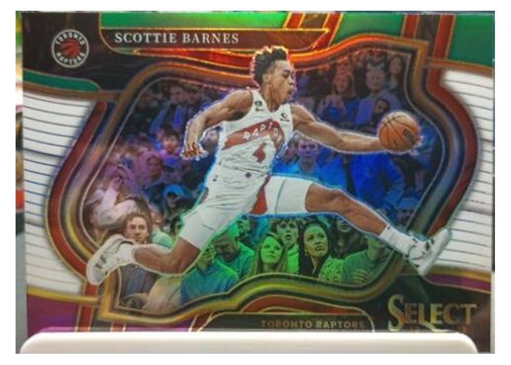 2022-23 Panini Select Base Set Scottie Barnes Green White Purple Prizm #253 card