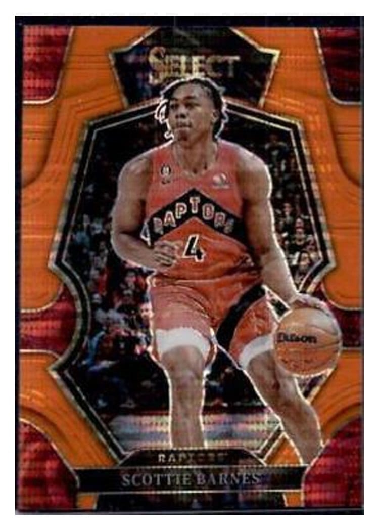 2022-23 Panini Select Base Set Scottie Barnes Neon Orange Pulsar Prizm #253 card