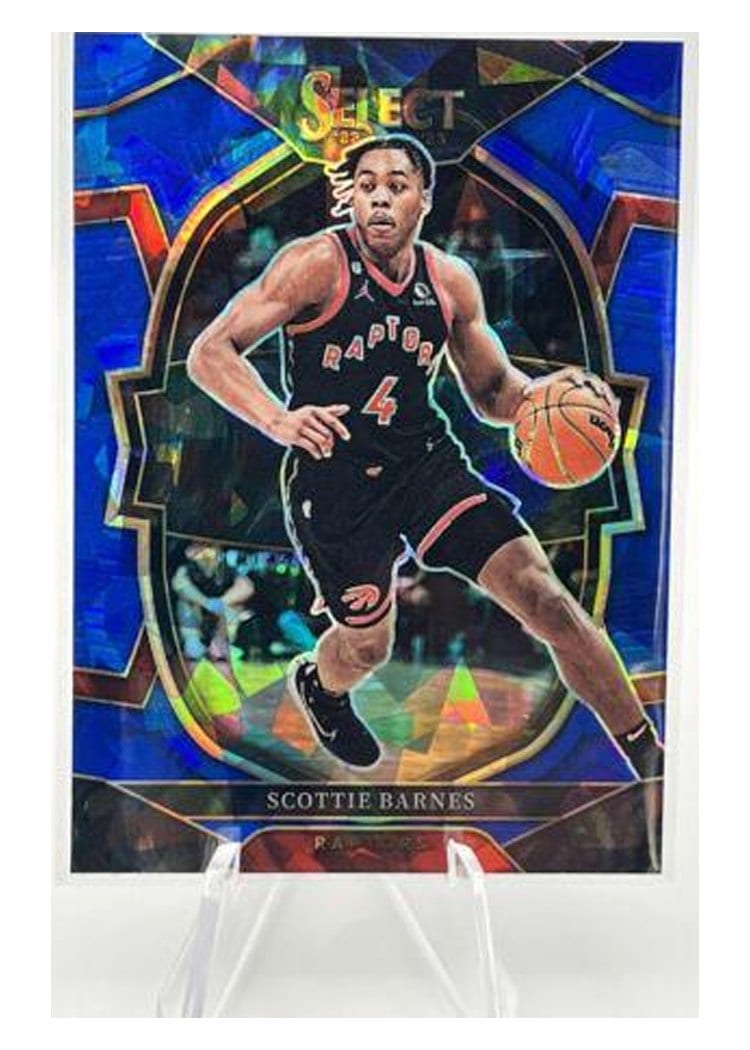 2022-23 Panini Select Base Set Scottie Barnes Blue Cracked Ice Prizm #53 card