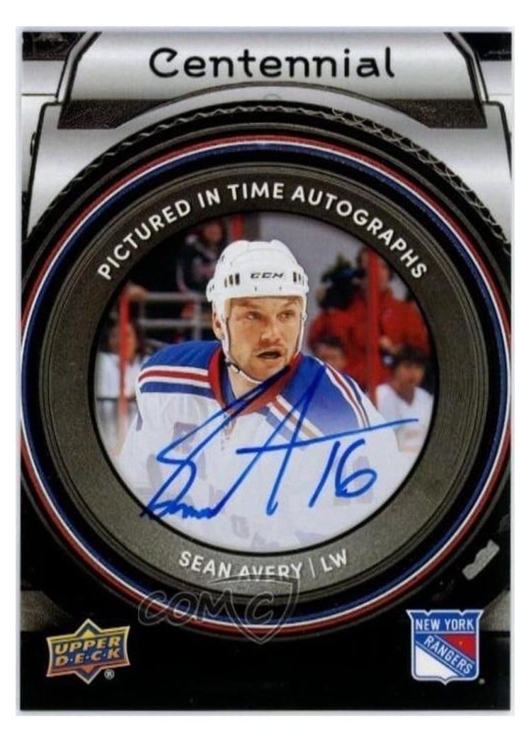 2025-26 Upper Deck New York Rangers Centennial Pictured In Time Autographs Sean Avery #PIT-SA card