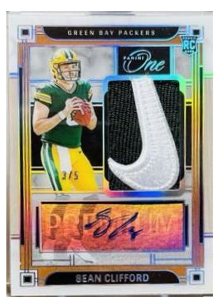 2023 Panini One Premium Rookie Patch Autographs Sean Clifford #135 card