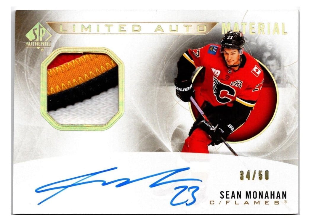 2021-22 SP Authentic 2020 Update - Limited Autograph Material Sean Monahan #LAM-SM card