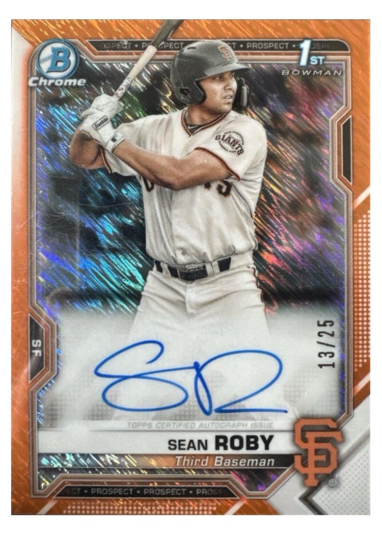 2021 Bowman Chrome Prospect Autographs Sean Roby #CPA-SRO card
