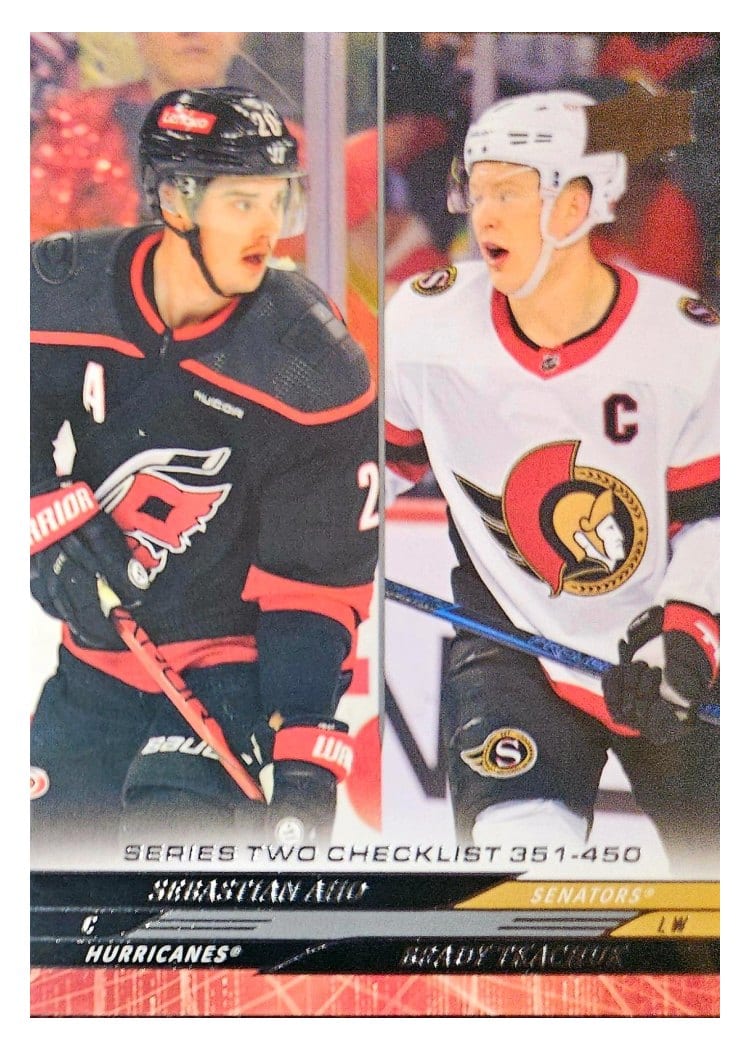 2024-25 Upper Deck Base Set Sebastian Aho / Brady Tkachuk #450 card