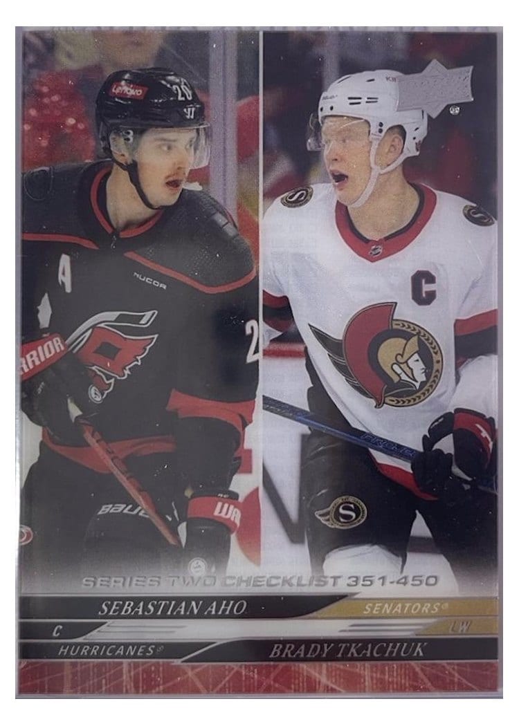 2024-25 Upper Deck Base Set Sebastian Aho / Brady Tkachuk #450 card