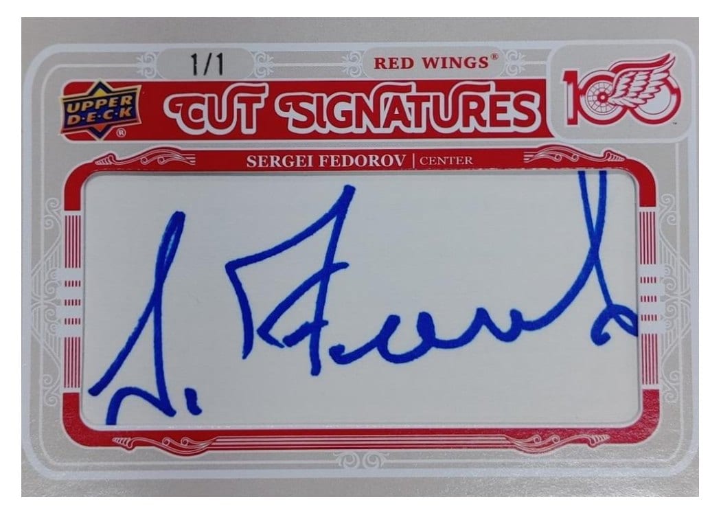 2025-26 Upper Deck Detroit Red Wings Centennial Cut Signatures Sergei Fedorov #CS-SF card