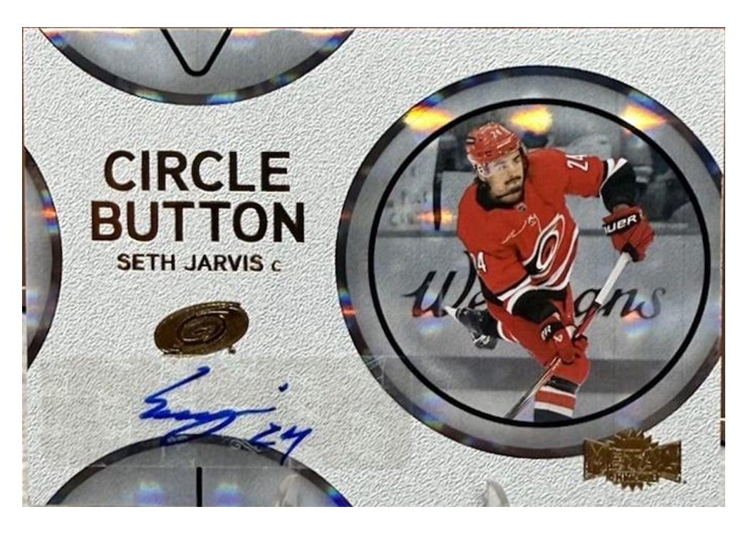 2025-26 SkyBox Metal Universe Circle Button Auto Seth Jarvis #CB-20 card