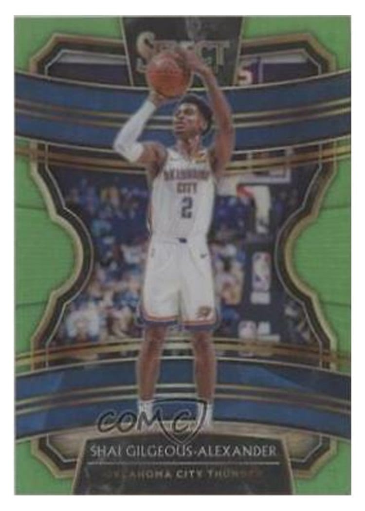 2019-20 Panini Select Base Set Shai Gilgeous-Alexander Neon Green Prizm #81 card