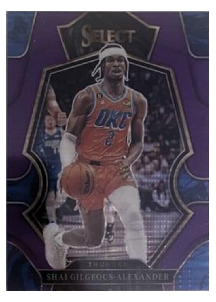 2022-23 Panini Select Base Set Shai Gilgeous-Alexander Neon Purple Pulsar Prizm #156 card