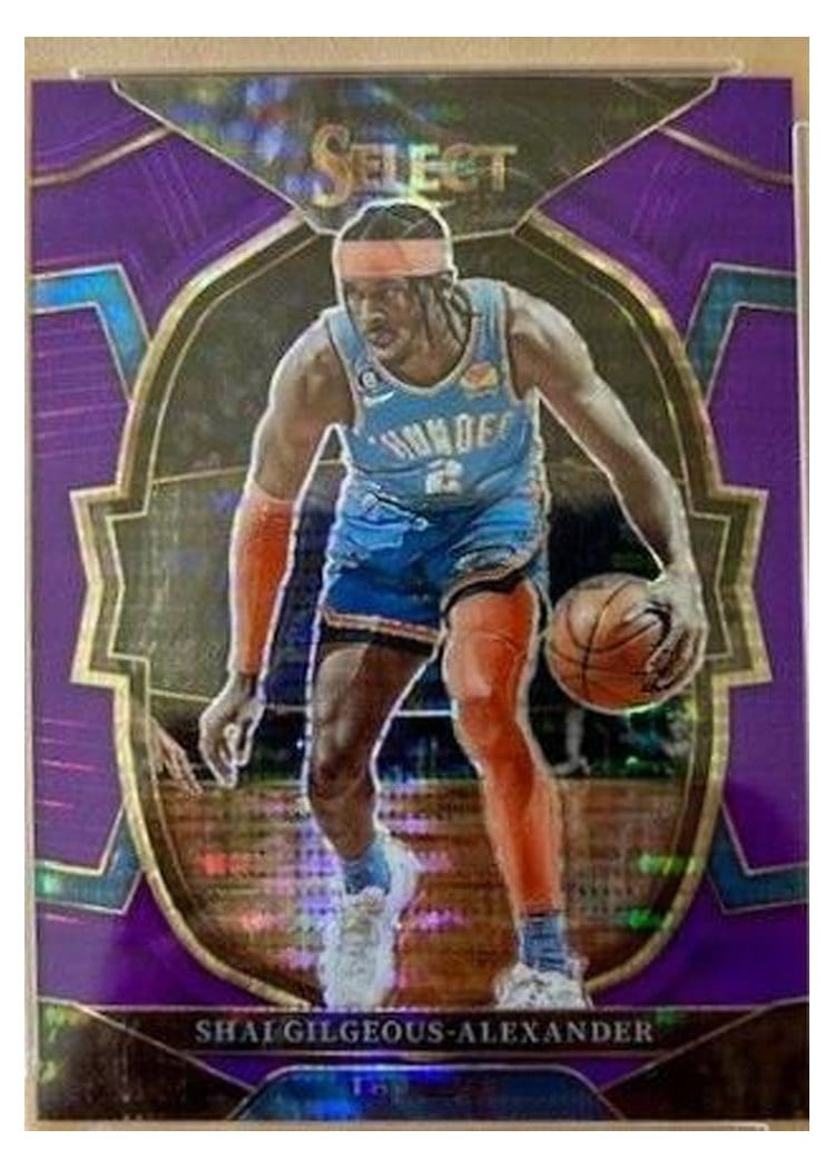 2022-23 Panini Select Base Set Shai Gilgeous-Alexander Neon Purple Pulsar Prizm #56 card