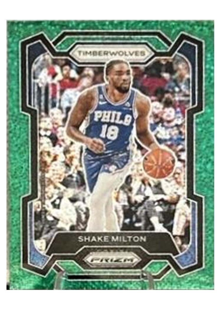 2023-24 Panini Prizm Base Set Shake Milton Green Sparkle #215 card