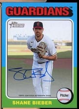 2024 Topps Heritage Real One Autograph Shane Bieber #ROASB card