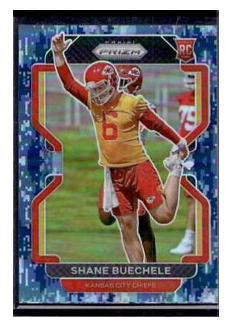 2021 Panini Prizm Base Set Shane Buechele Navy Camo Prizm #396 card