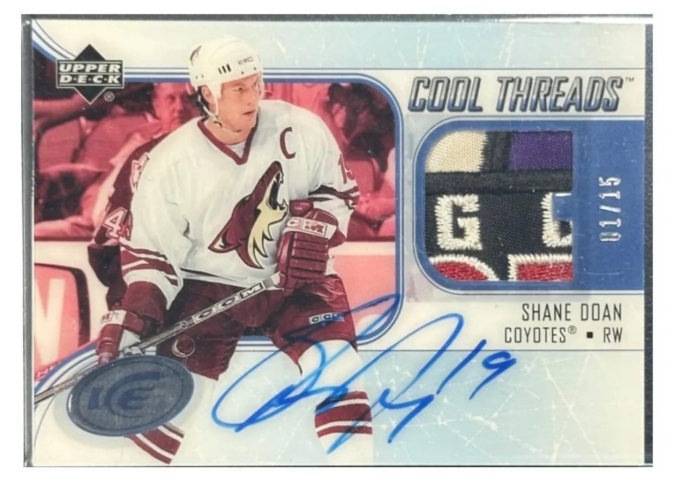 2005 Upper Deck Ice Cool Threads Patch Autograph Shane Doan #CAP-SD card