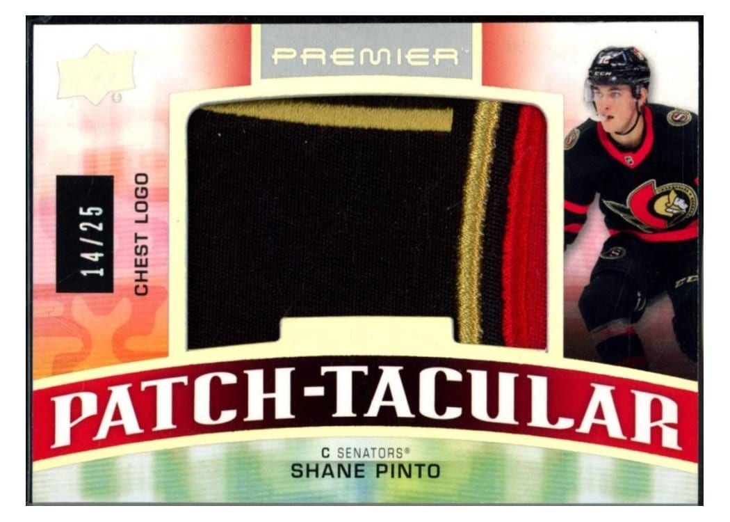 2021-22 Upper Deck Premier Rookie Patch-Taculars Chest Logos Shane Pinto #RPT-PI card