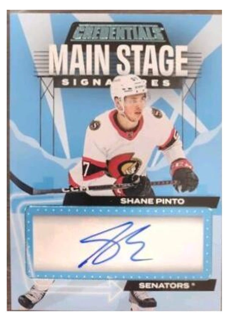 2023-24 Upper Deck Credentials Main Stage Signatures Shane Pinto #MS-SP card