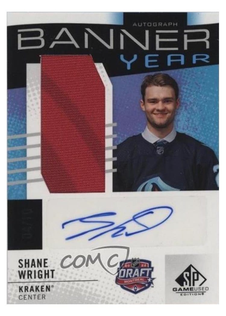 2025-26 SP Game Used 2022 NHL Draft Banner Year Autograph Relics Shane Wright #BYA-SW card