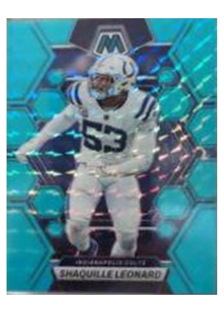 2023 Panini Mosaic Base Set Shaquille Leonard Blue Fluorescent #97 card