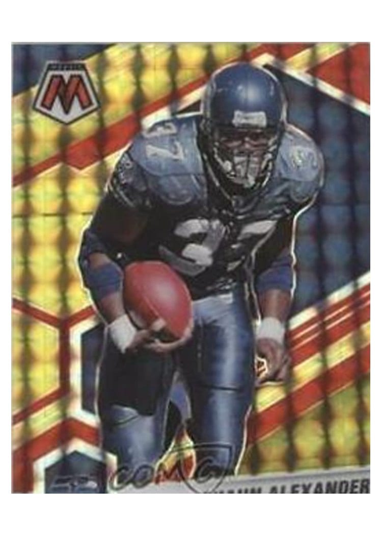 2021 Panini Mosaic Base Set Shaun Alexander Choice Fusion Red & Yellow #181 card