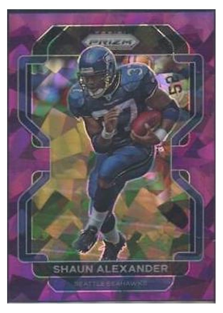 2021 Panini Prizm Base Set Shaun Alexander Purple Ice Prizm #50 card