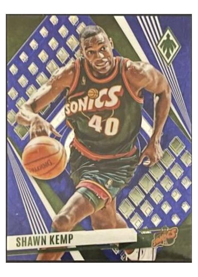 2023-24 Panini Phoenix Base Set Shawn Kemp Blue Lazer #237 card