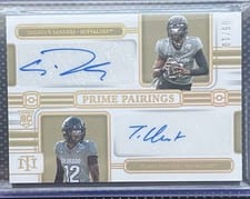 2025 Panini National Treasures Collegiate Dual Signatures Shedeur Sanders/Travis Hunter #1 card