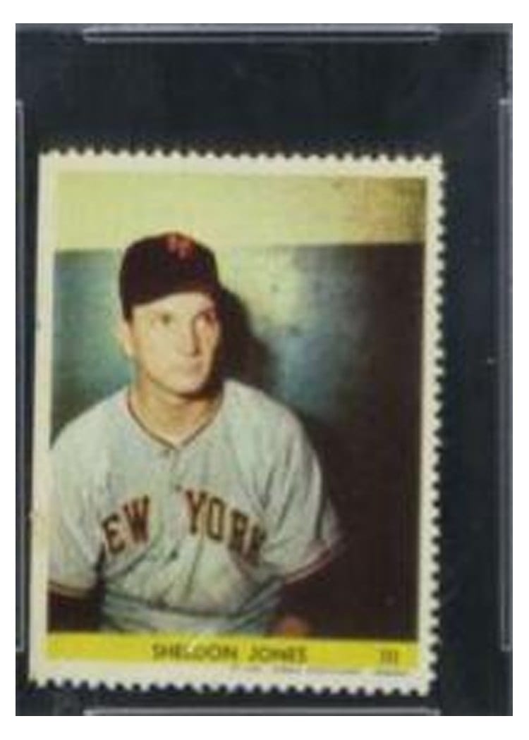 1949 Eureka Sportstamps Sheldon Jones #111 card