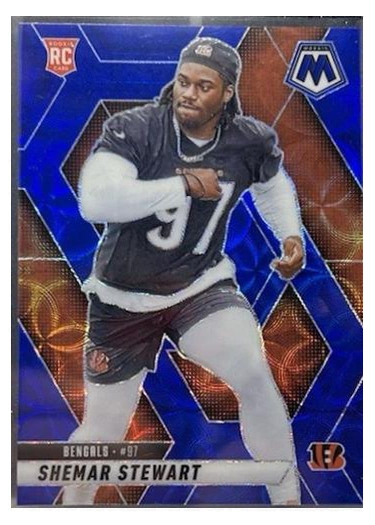 2025 Panini Mosaic Base Set Shemar Stewart Blue Sparkle #381 card