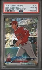 2018 Topps Chrome Shohei Ohtani Red Jersey Red Refractor #150 card