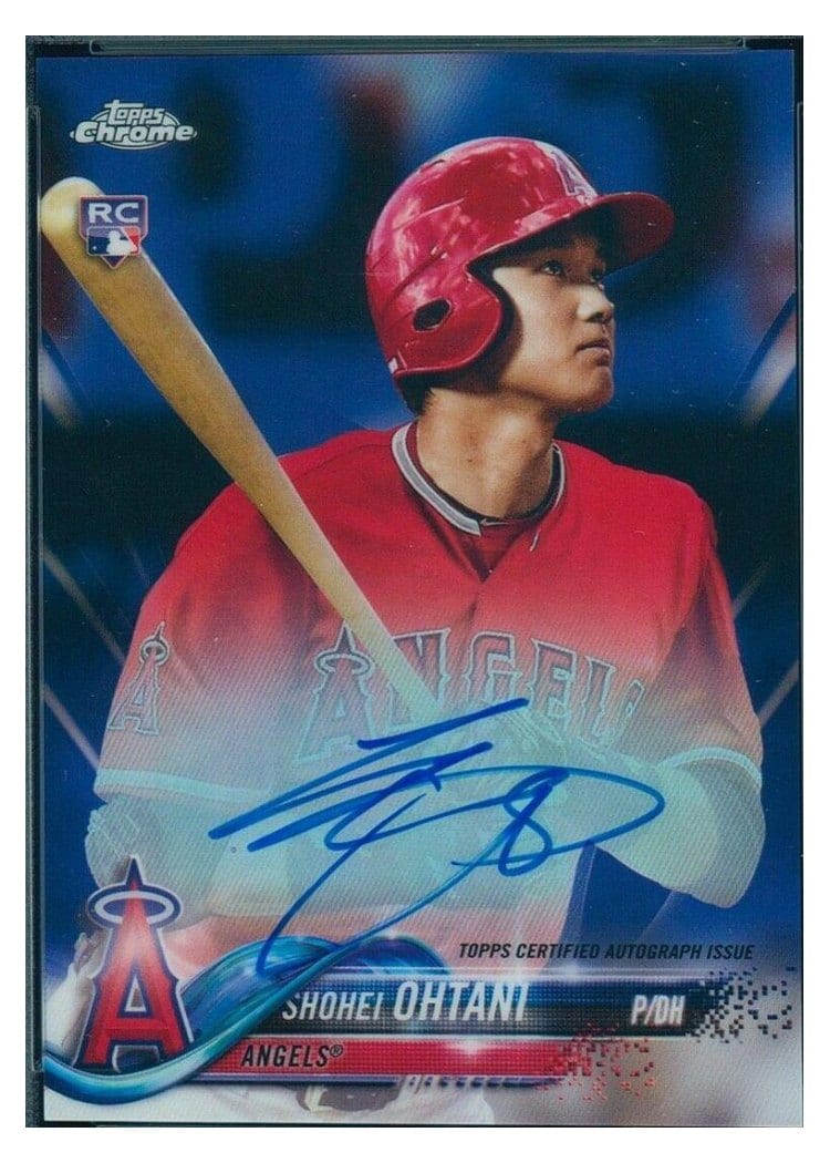 2018 Topps Chrome Rookie Autograph Shohei Ohtani Blue Refractor #RA-SO card